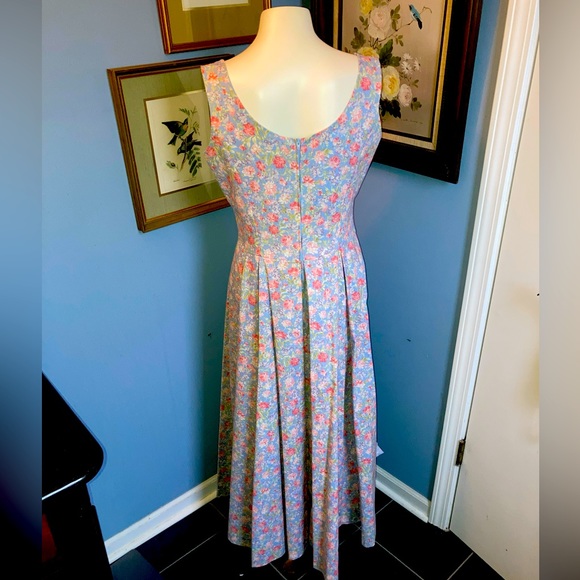 Vintage 1996 Laura Ashley Tea dress + bolero Floral Periwinkle blue sz 10 usa - Picture 2 of 15